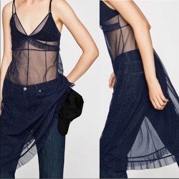 Zara Dresses & Skirts - Zara Sheer Polka Dot Dress | NWOT